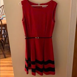 Red Calvin Klein dress with back detail